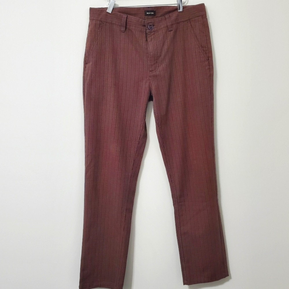 Brixton Choice Standard Fit Plaid Casual Pants 34 Waist